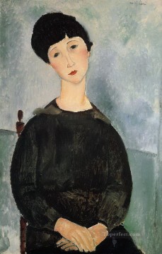 seated man holding a branch Painting - seated young woman 1918 Amedeo Modigliani